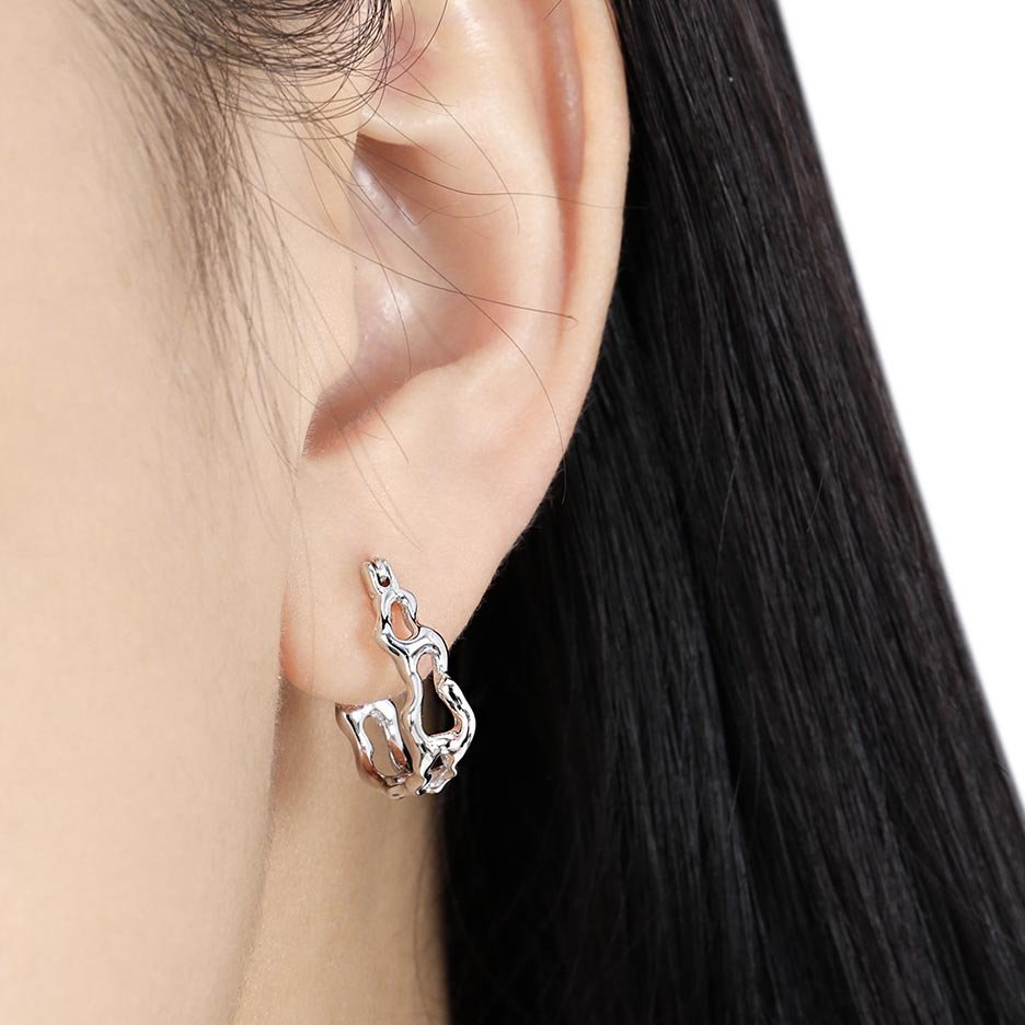 Vewant Fashion 925 Sterling Silver Unisex Irregular Ear Cuff Earrings Aretes Statement Hammered Statement Ear Cuff Earrings