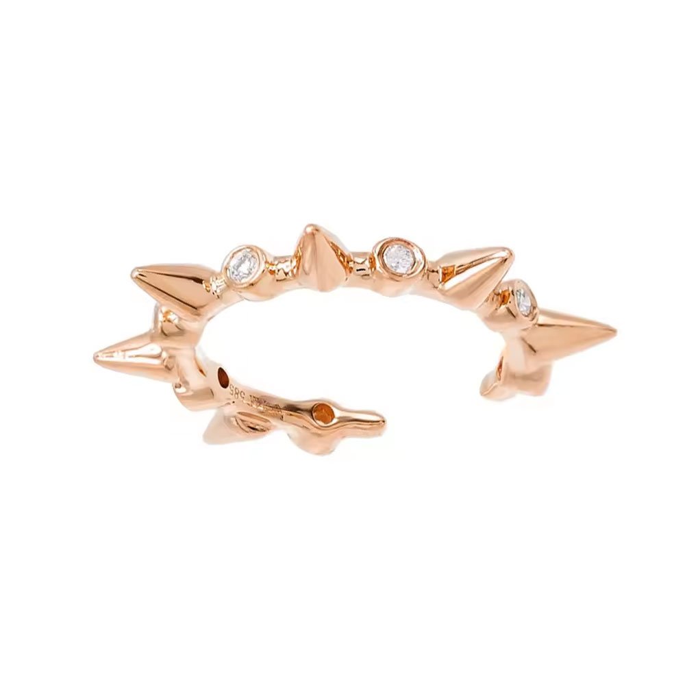 Best Quality Natural SI Clarity G-H Color Diamond Mini Spike Ear Cuff In Solid 14K Yellow Gold Handmade Wholesale Jewelry