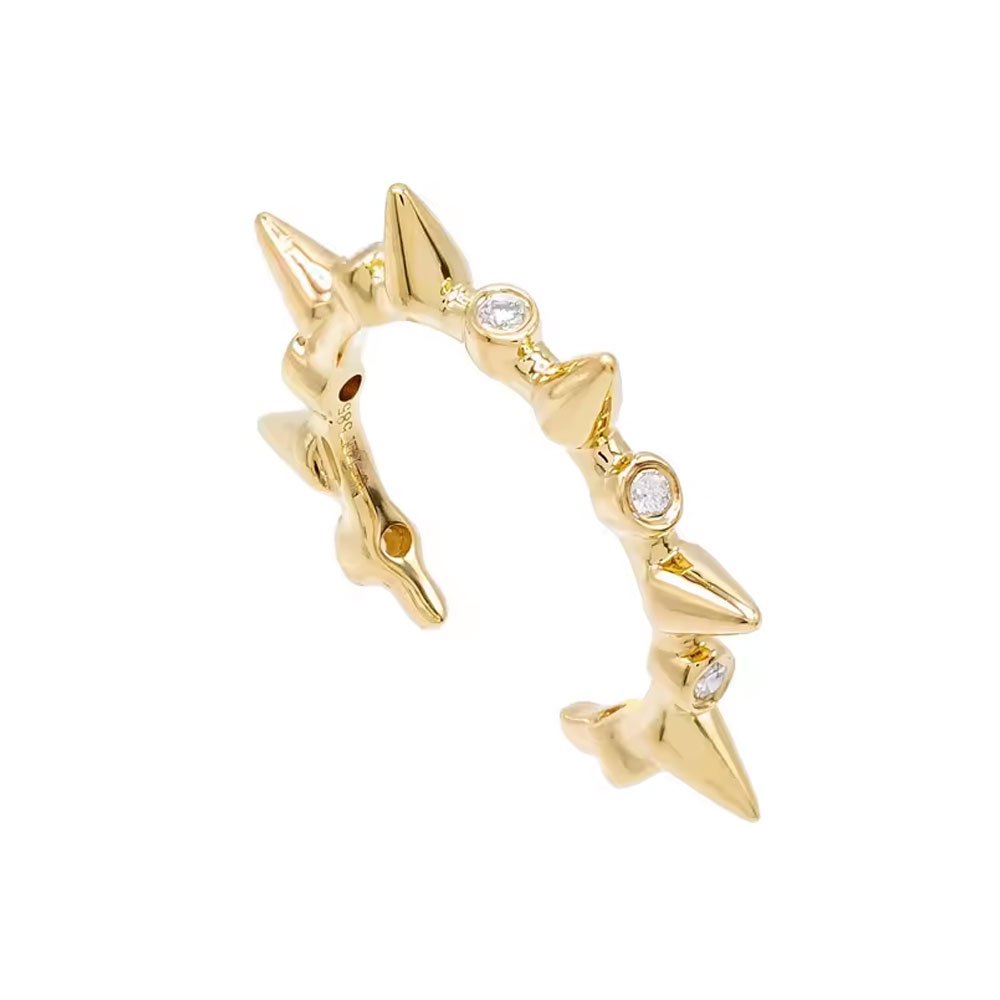 Best Quality Natural SI Clarity G-H Color Diamond Mini Spike Ear Cuff In Solid 14K Yellow Gold Handmade Wholesale Jewelry