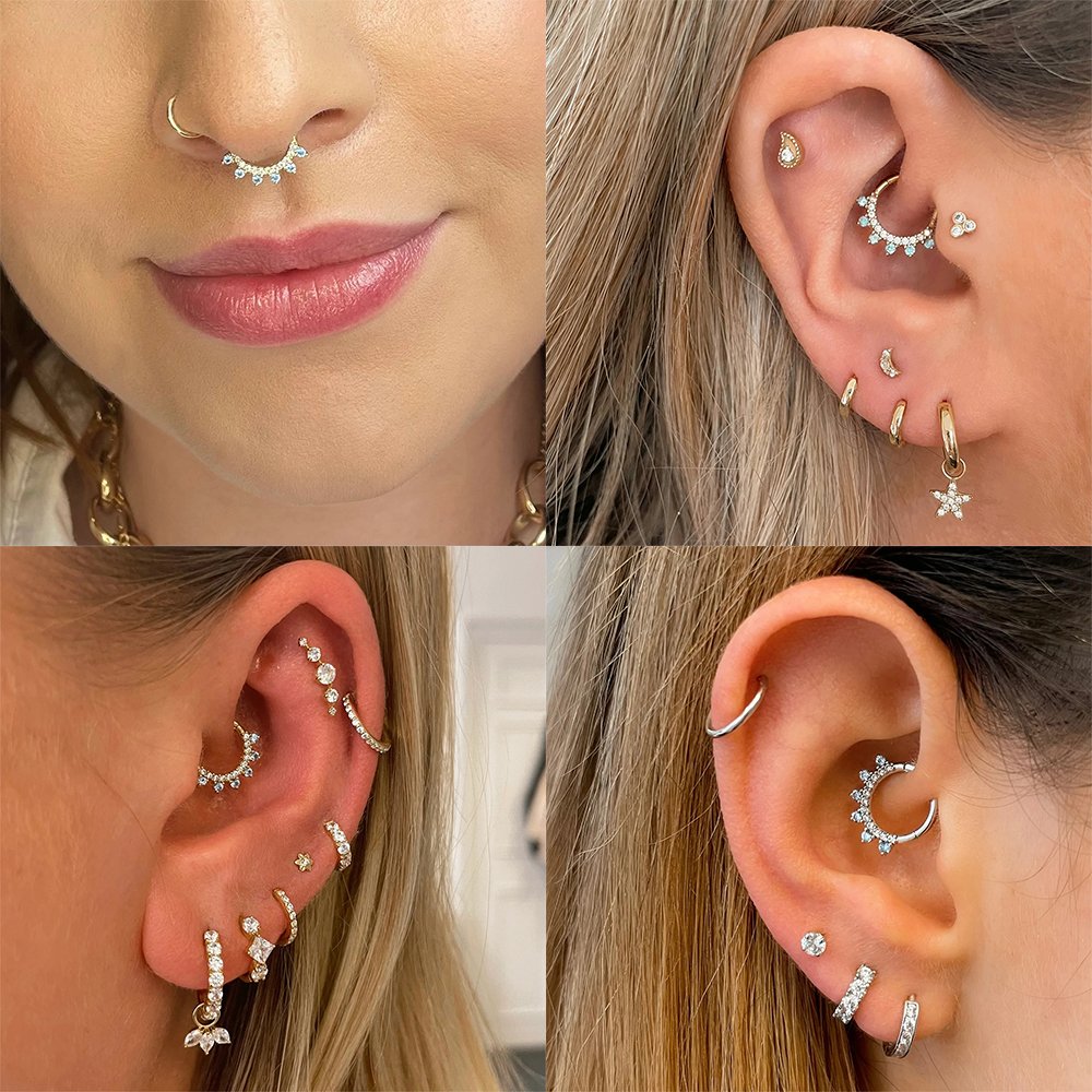 New Design 8mm Fine Body Jewelry Nose Ring Sterling Silver Luxury Diamond Cartilage Piercing Hoop Earrings Women