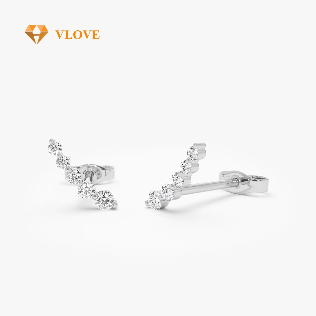 VLOVE Diamond Studs Wholesalers Elegant Earrings 14k Diamond Crawler Studs