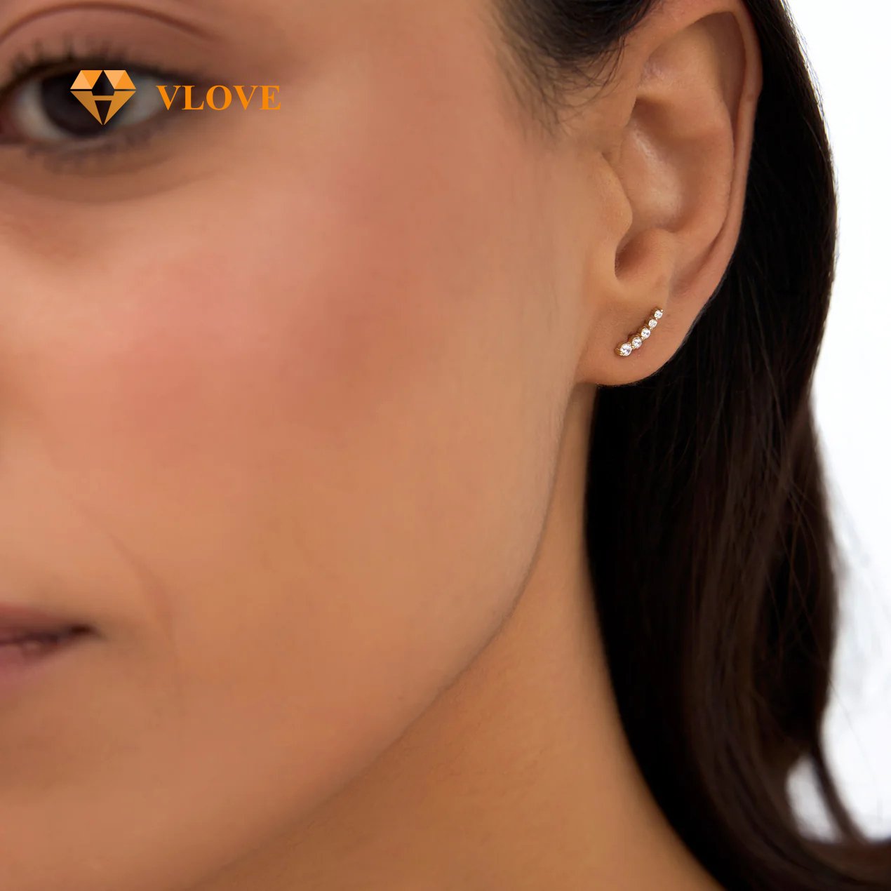 VLOVE Diamond Studs Wholesalers Elegant Earrings 14k Diamond Crawler Studs