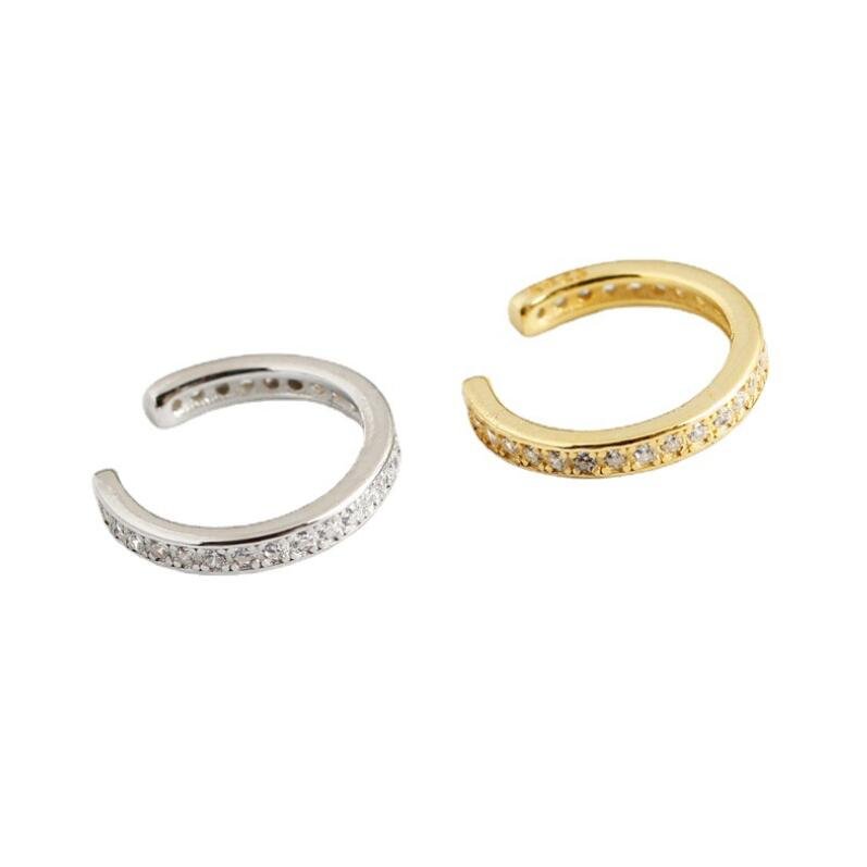 Wholesale Fashion accessories woman simple 925 Silver Fine jewelry Statement cubic zircon ear cuff earrings