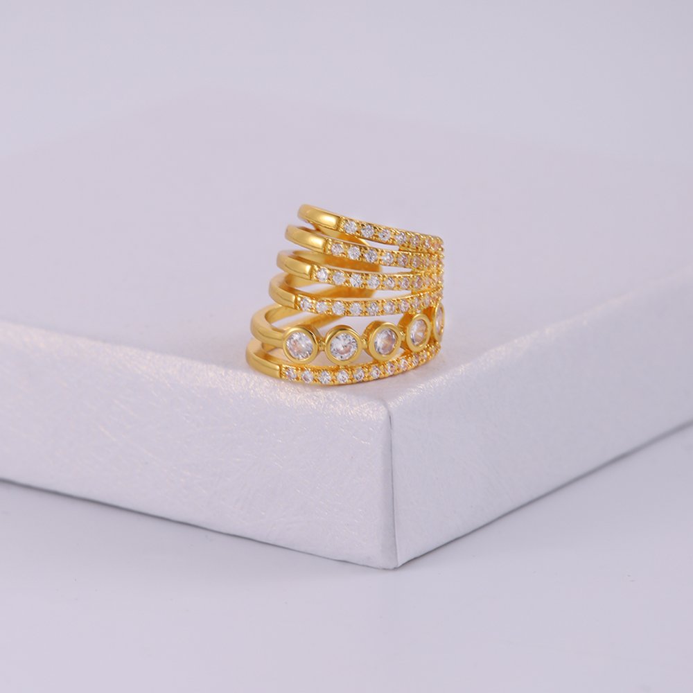 New 2024 Wholesale Multi-Layered Ear Clips 5AZircon Brass Gold Plated No Piercing Ear Cuff Earrings for Women
