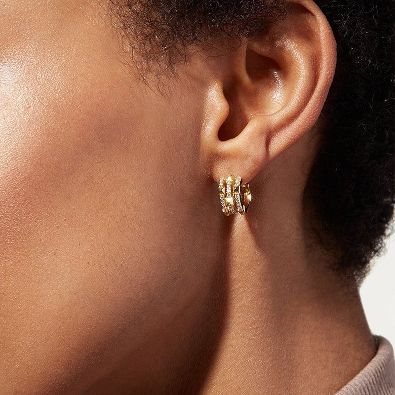 Milskye fashion Europe and the united states hot 925 silver jewelry 18k gold circle zircon hipster rivet shape earrings women