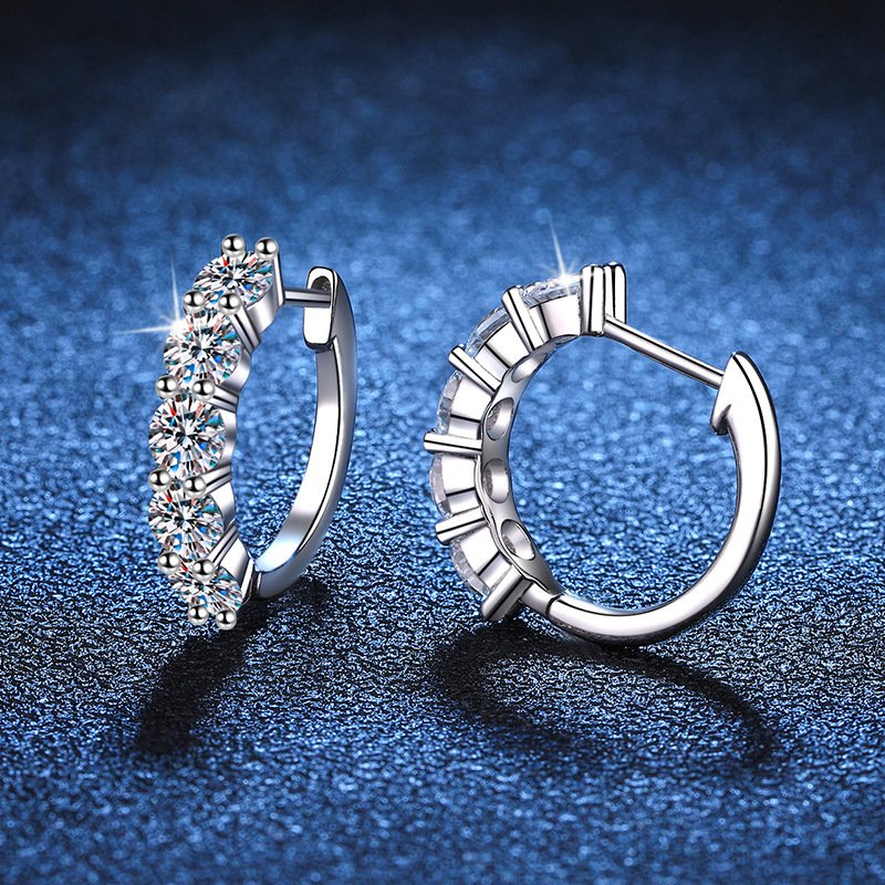 WZ032 Fine 3Carat Vvs Plated Platinum 925 Sterling Silver Earring Jewelry Moissanite Wedding Engagement Earrings For Women