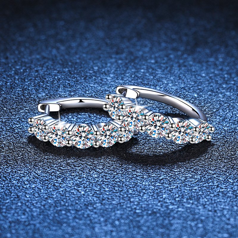 WZ032 Fine 3Carat Vvs Plated Platinum 925 Sterling Silver Earring Jewelry Moissanite Wedding Engagement Earrings For Women