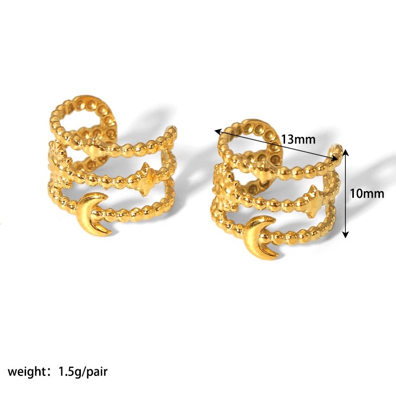 18K Gold Plated Stainless Steel Ear Cuff Non-Pierced Earrings