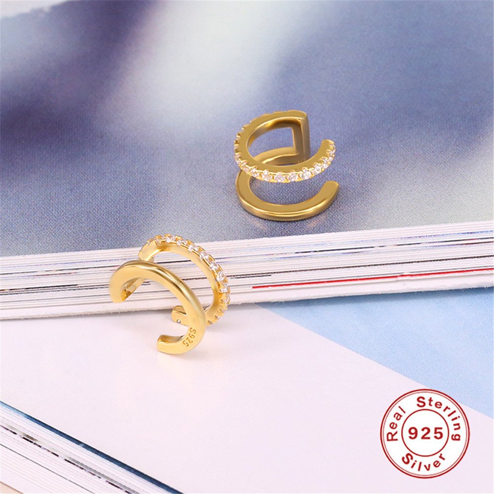 18k Gold Plated 925 Sterling Silver Cuff Earring Silver Jewelry Trendy Jewelry