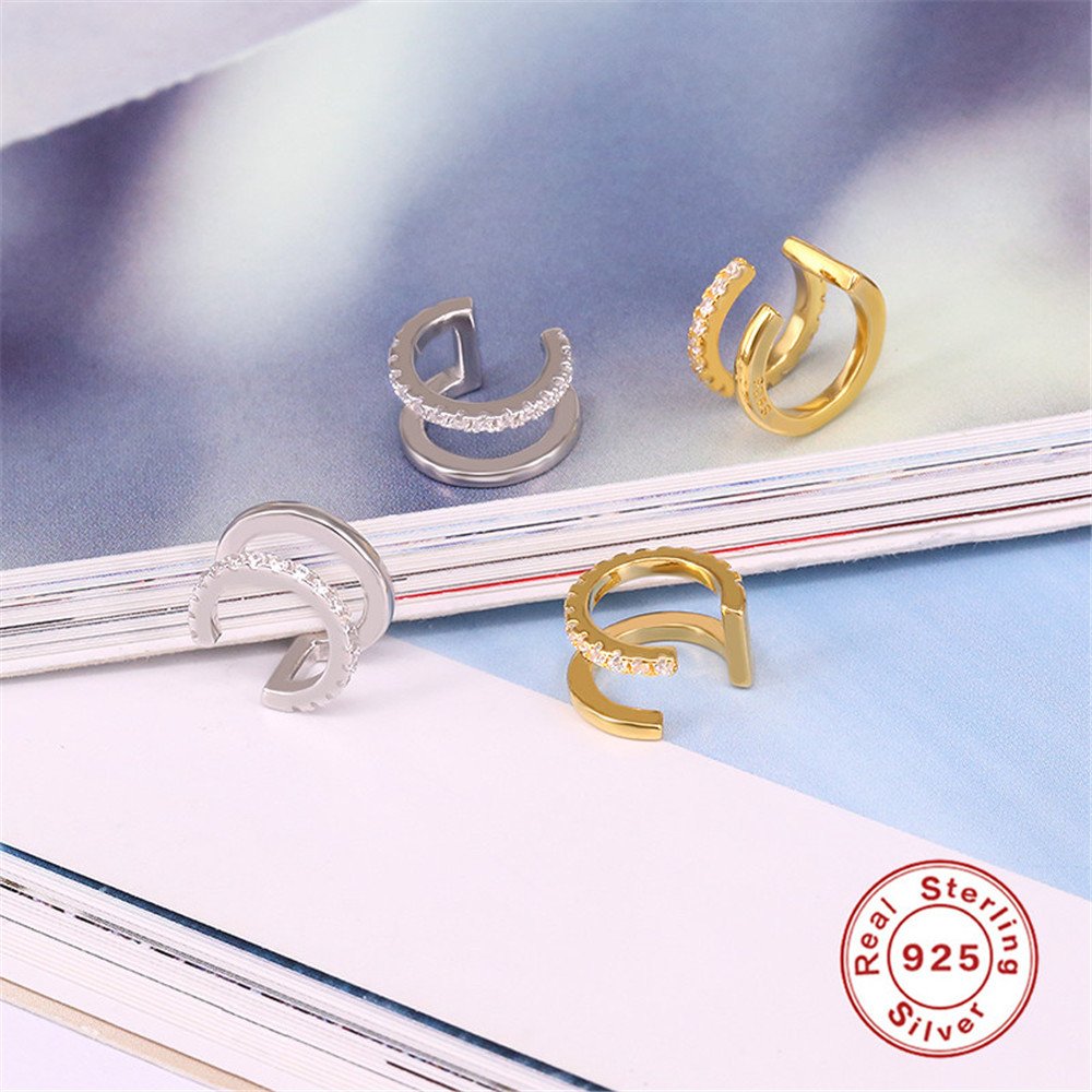 18k Gold Plated 925 Sterling Silver Cuff Earring Silver Jewelry Trendy Jewelry