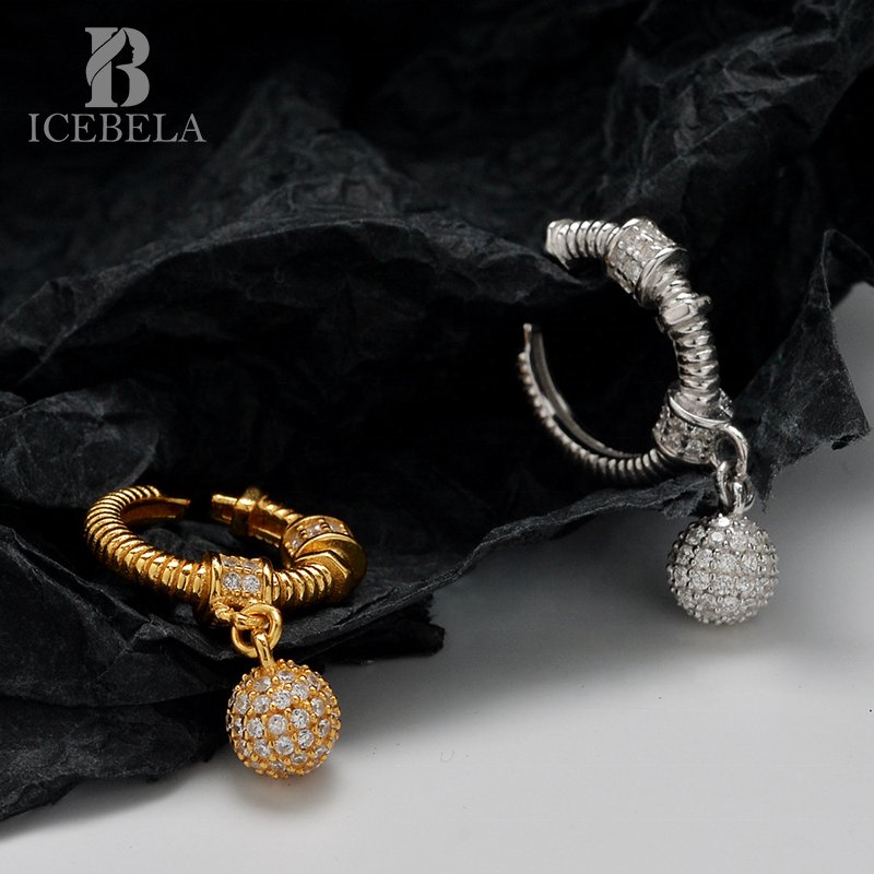 Fashion Vintage Luxury Designer Fine Jewelry Earring Shine Zircon Ball Ear Cuff Jewelry Women 925 Silver Earrings For Girls