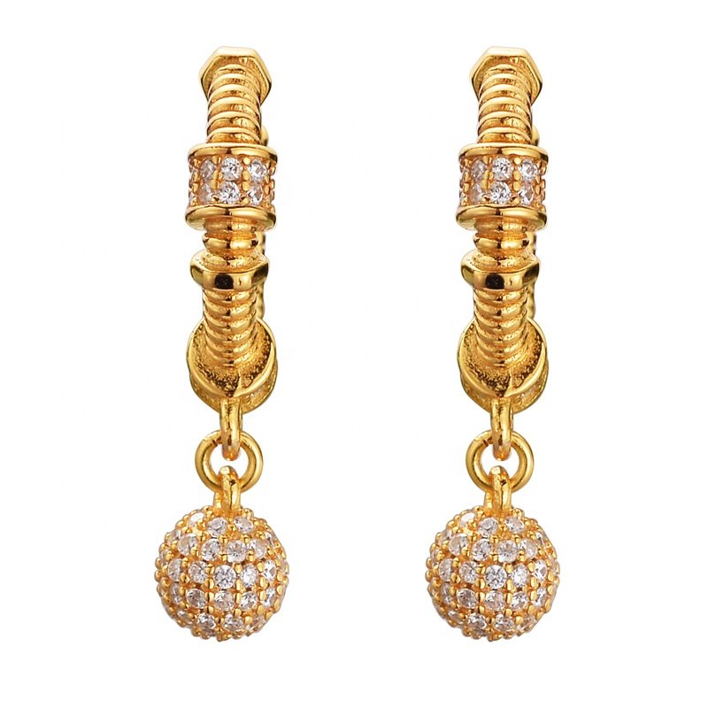 Fashion Vintage Luxury Designer Fine Jewelry Earring Shine Zircon Ball Ear Cuff Jewelry Women 925 Silver Earrings For Girls