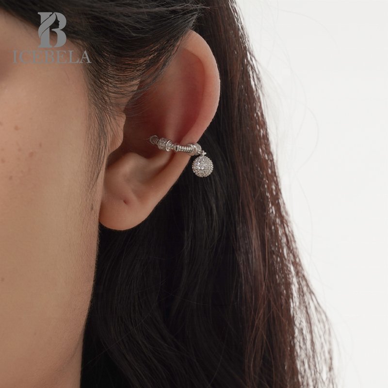 Fashion Vintage Luxury Designer Fine Jewelry Earring Shine Zircon Ball Ear Cuff Jewelry Women 925 Silver Earrings For Girls