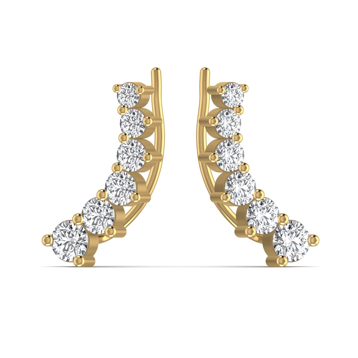 Lab Grown Diamond Ear Curve Cuff Earrings In 18kt Solid Yellow Rose White Gold For Women Fine Jewellery Wedding Wear Design