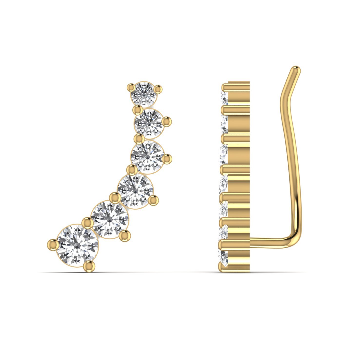 Lab Grown Diamond Ear Curve Cuff Earrings In 18kt Solid Yellow Rose White Gold For Women Fine Jewellery Wedding Wear Design