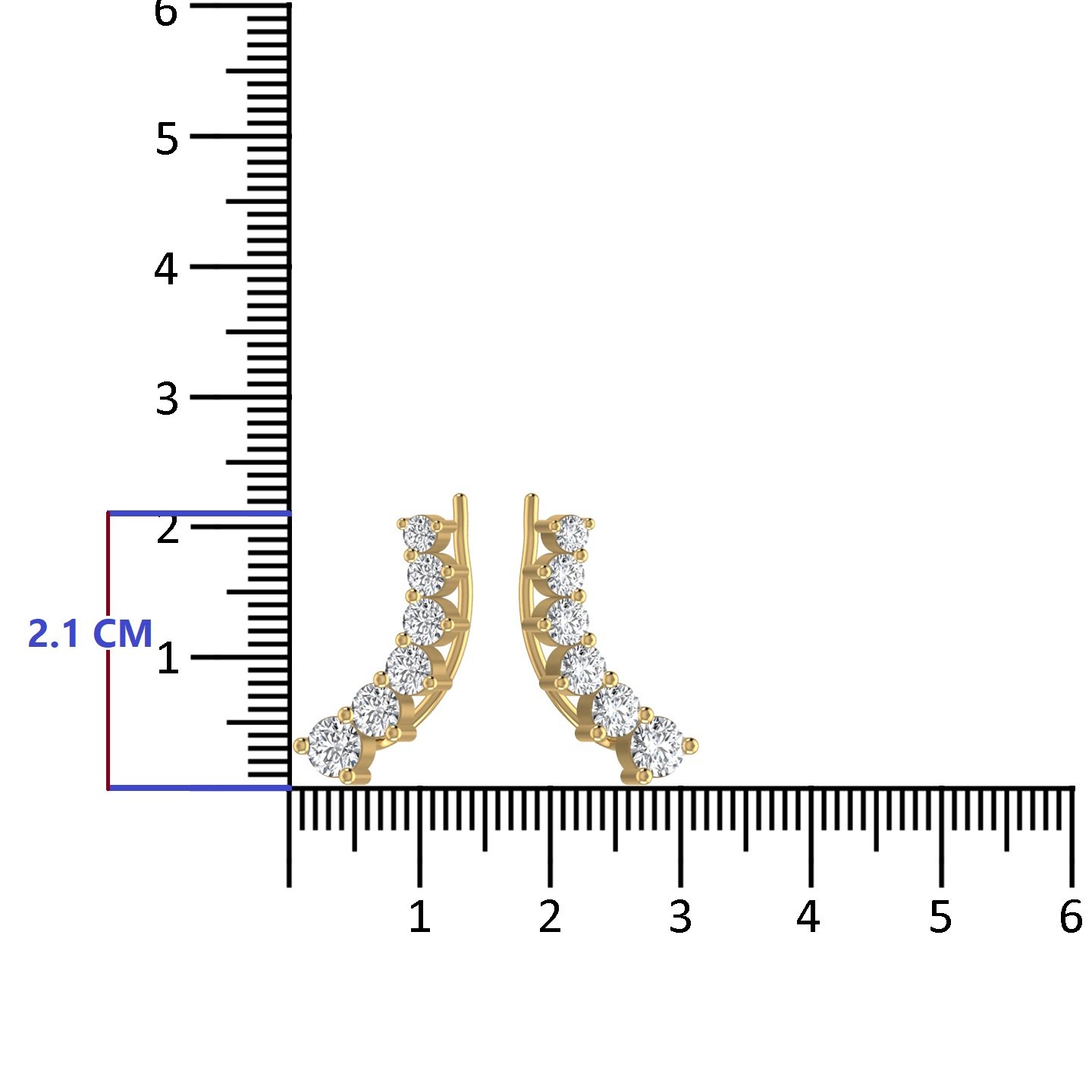 Lab Grown Diamond Ear Curve Cuff Earrings In 18kt Solid Yellow Rose White Gold For Women Fine Jewellery Wedding Wear Design