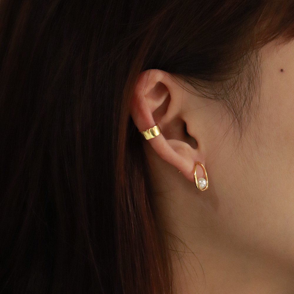 Chris April fine jewelry 925 sterling silver gold plated wide shape simple design ear cuff earring