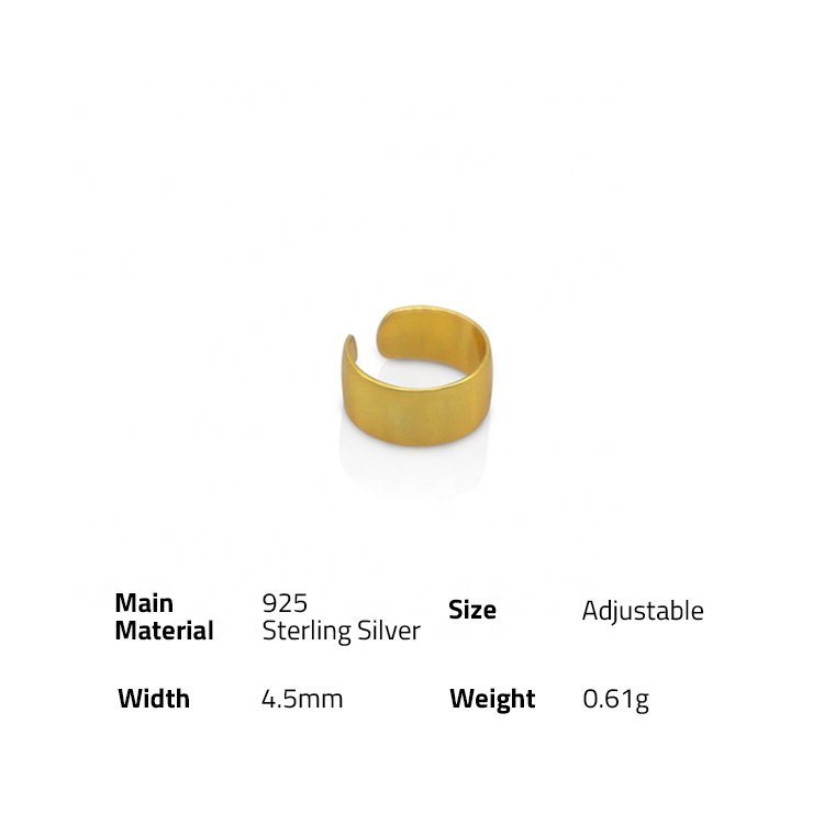 Chris April fine jewelry 925 sterling silver gold plated wide shape simple design ear cuff earring