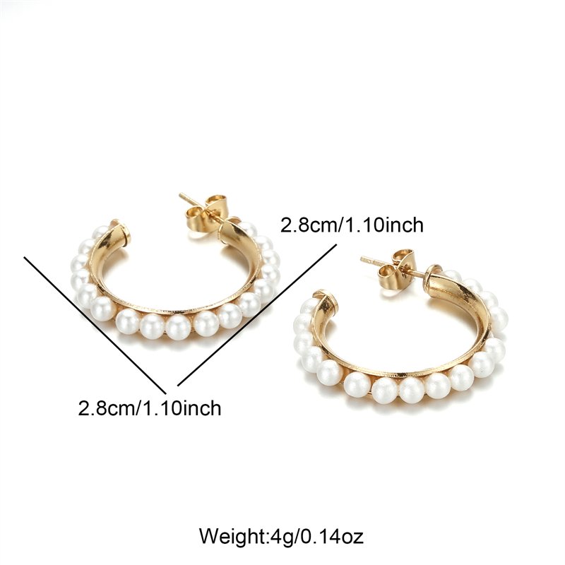Fashion Pearl 18K Stainless Steel Earrings Cuff Earrings Jewelry For Women Gold 18K