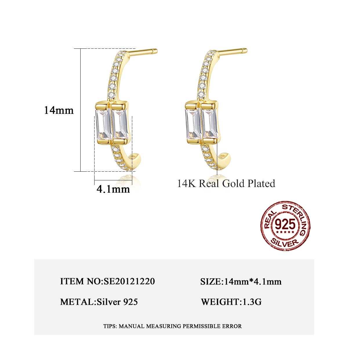 CZCITY Cubic Zirconia New Gold Design Summer Charm Fashion Designer Jewelry Ear Dangle Earring Cuff
