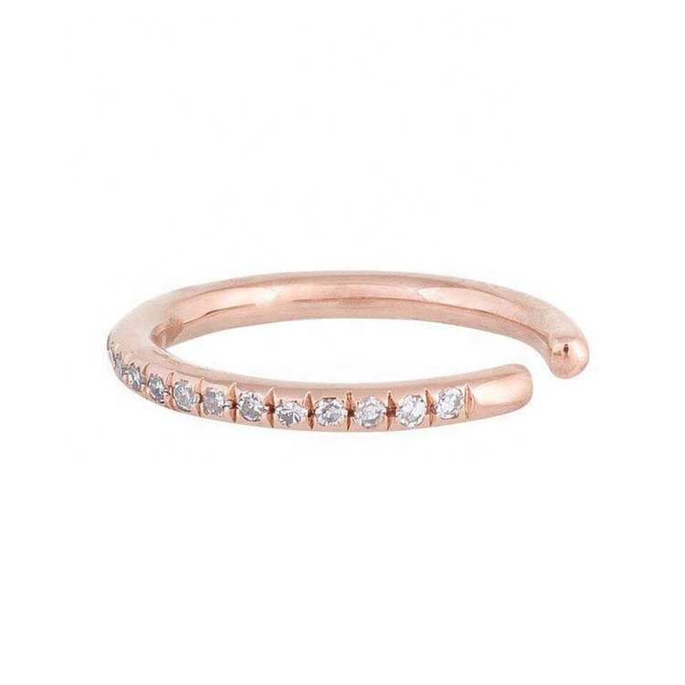 Jewelry Statement 925 Sterling Silver CZ Faahion Cuff Earring 18K Gold
