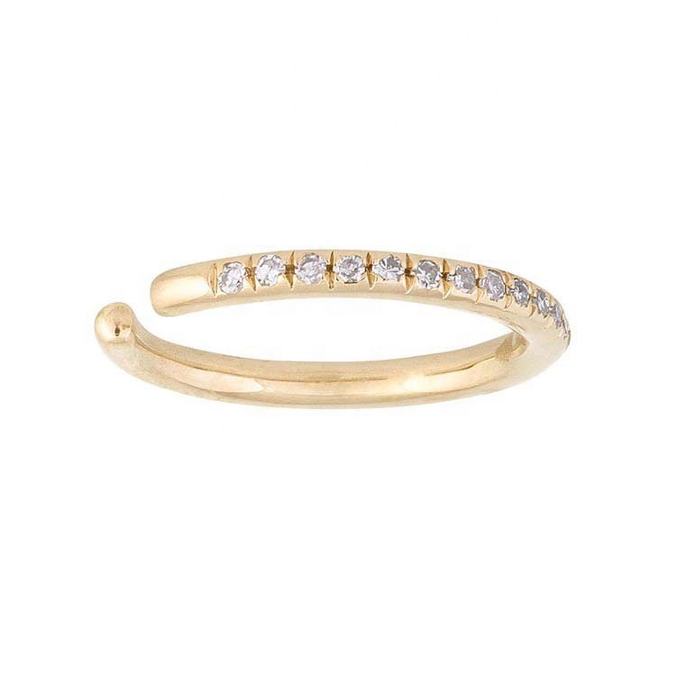 Jewelry Statement 925 Sterling Silver CZ Faahion Cuff Earring 18K Gold