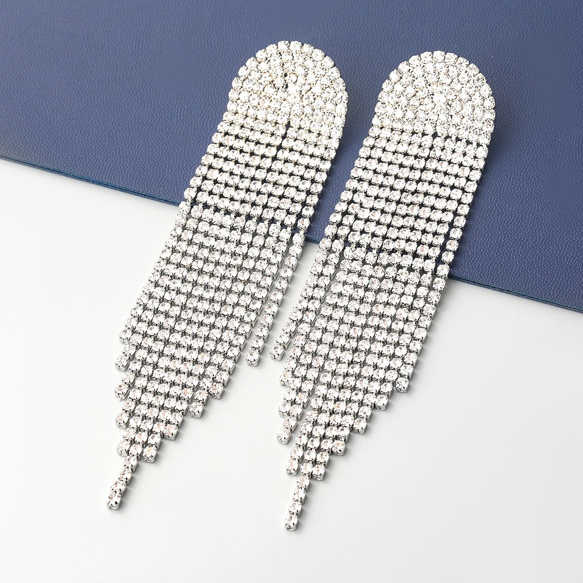 Luxury Jewelry Full Rhinestone Crystal Tassel Earrings Shiny Dangle Drop Earrings Wedding Party Gold Earings Jewelry