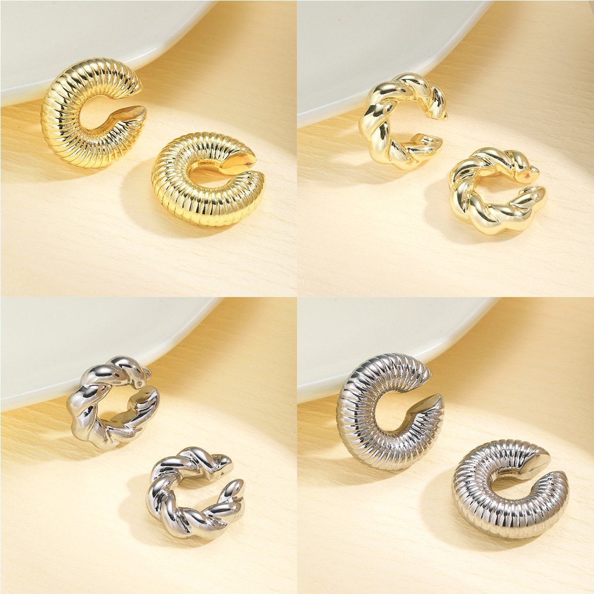 Punk Non Piercing Gold Color Clip Earring Chunky Ear Cuff Women 2024 Statement Thick Cartilage Cuff Earrings Jewelry Gifts