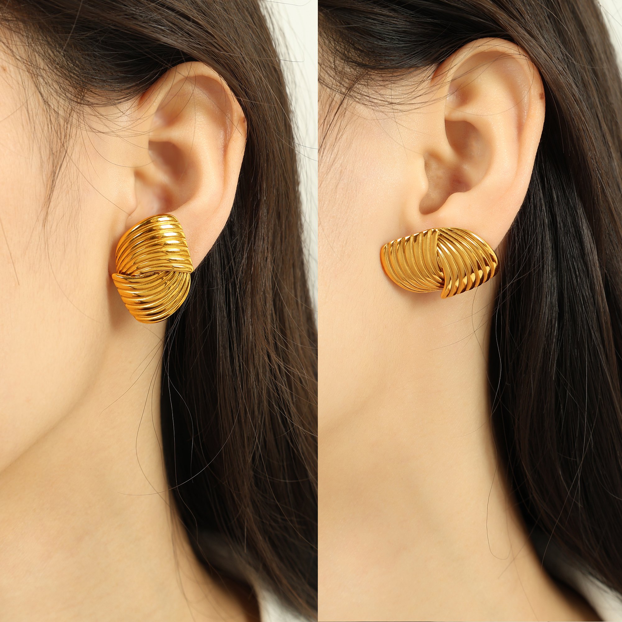 Wholesale Geometric Spiral Back Earrings Striped Earrings