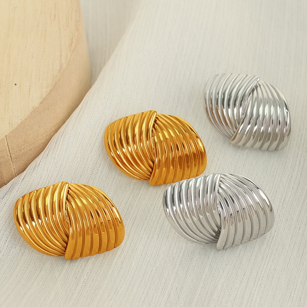 Wholesale Geometric Spiral Back Earrings Striped Earrings