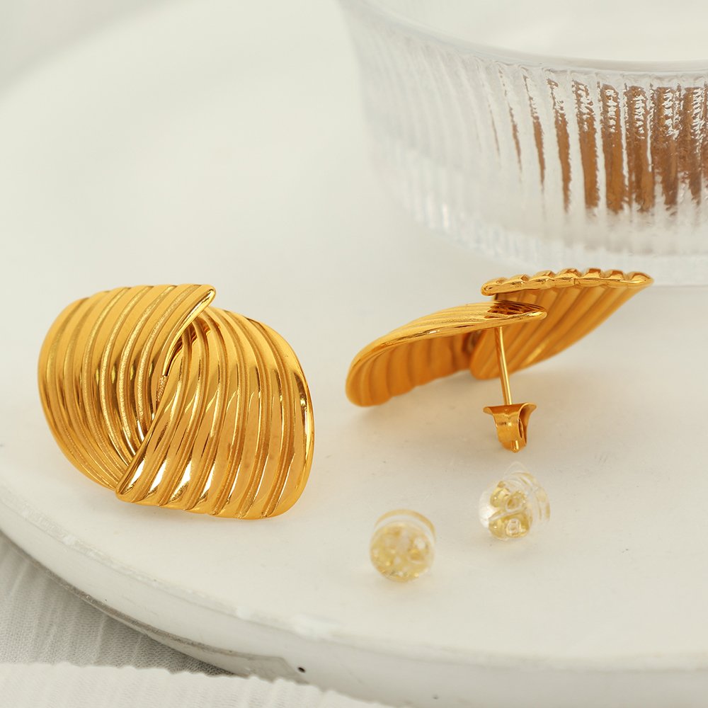 Wholesale Geometric Spiral Back Earrings Striped Earrings