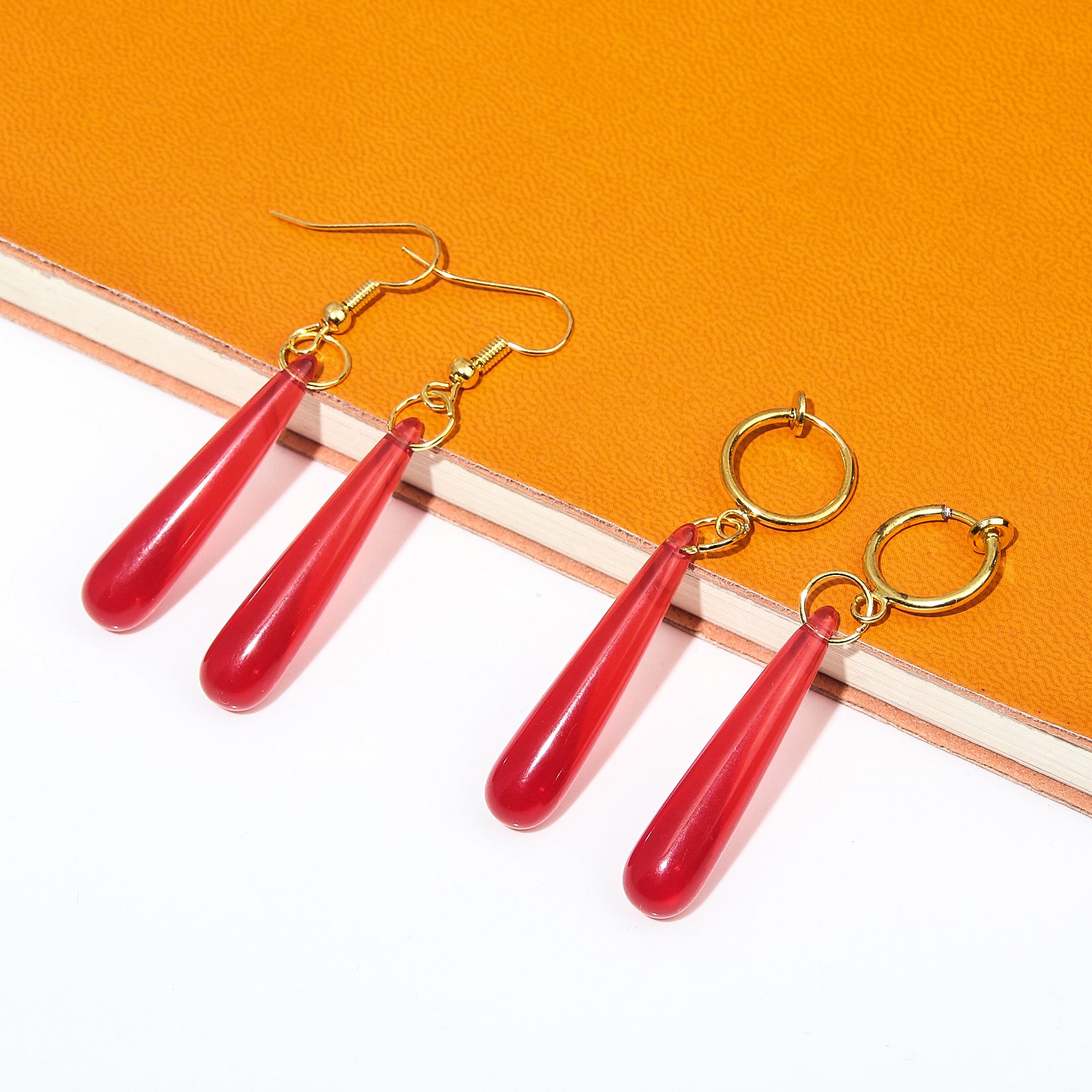 Luxury Earrings Unique Frieren Glass Earrings Different Wearing Styles Cosplay Gift Red Earrings Wholesale Bulk