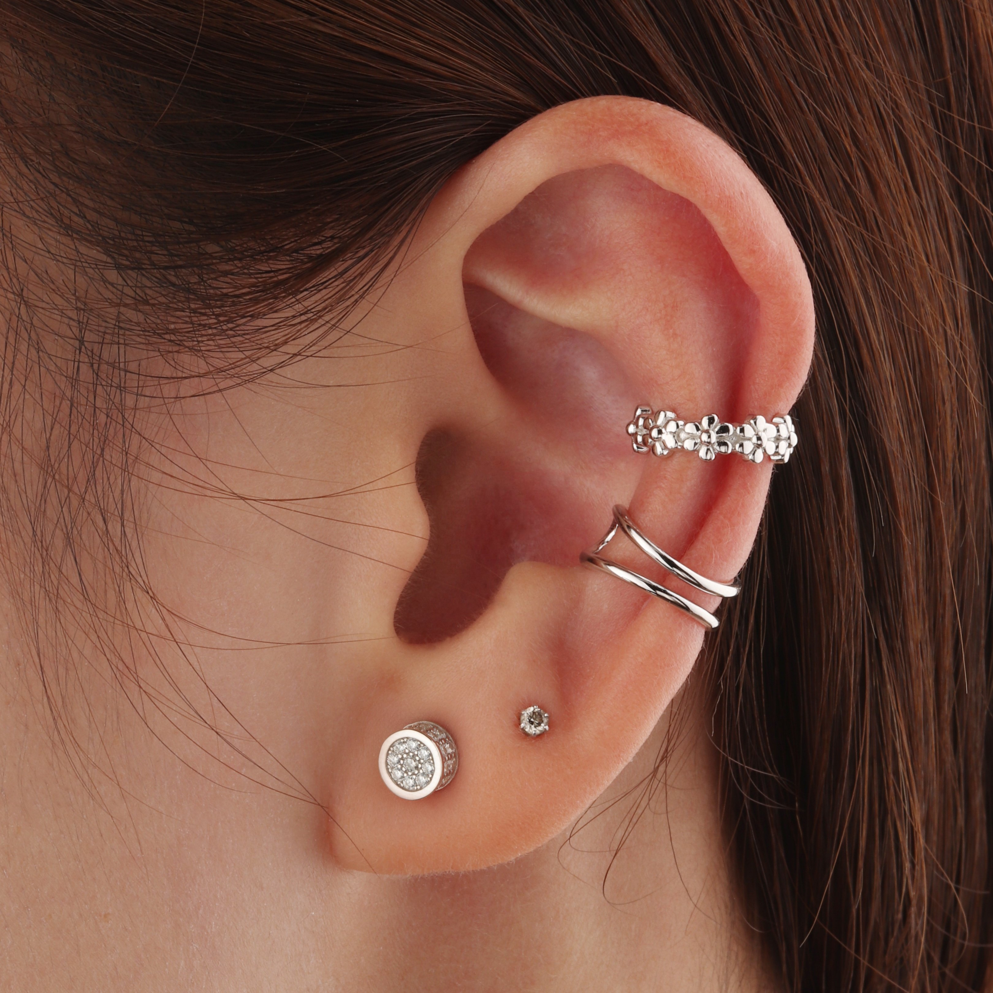 Silver Jewelry simple ear cuff 925 sterling silver earrings Single