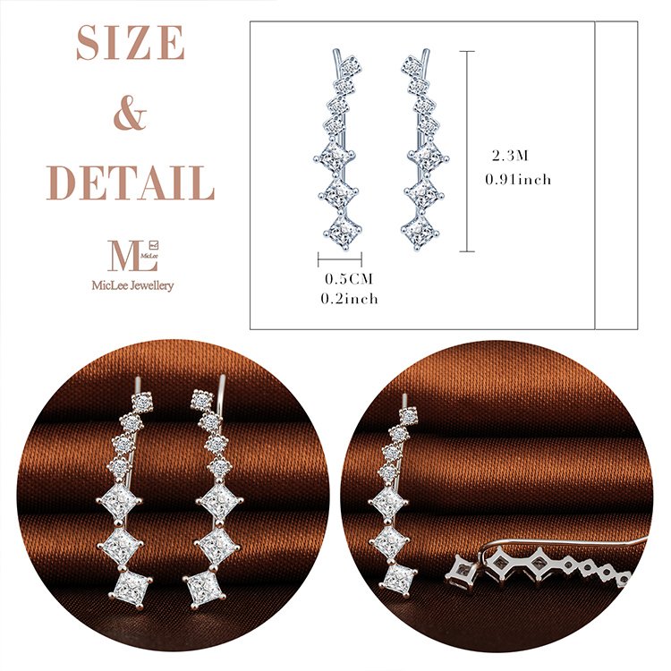 7 Zircorn Ear Cuff Earrings 925 Sterling Silver Ear Climber Women