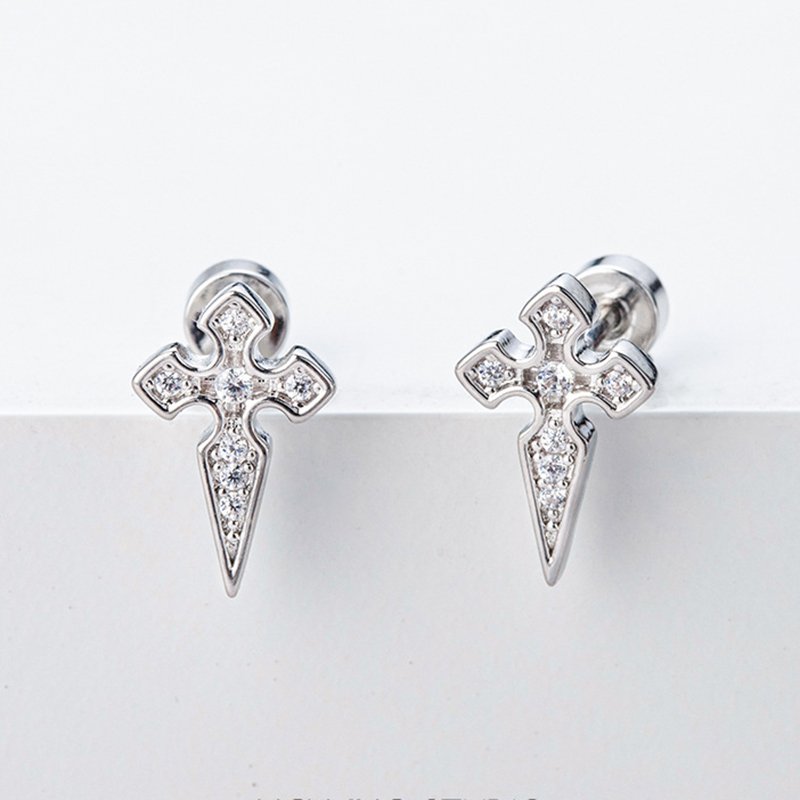 High quality fine women's gold Tragus Cartilage Helix Daith body piercing crystal black cross ear studs earrings