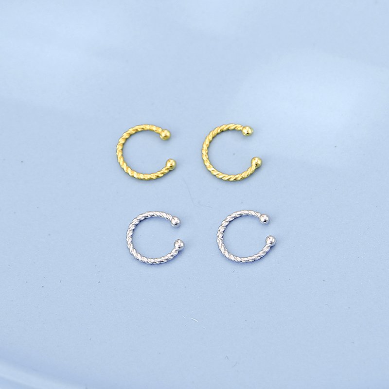 Damila Minimalist Gold Plated Twisted Cuff Earrings Jewelry 925 Silver