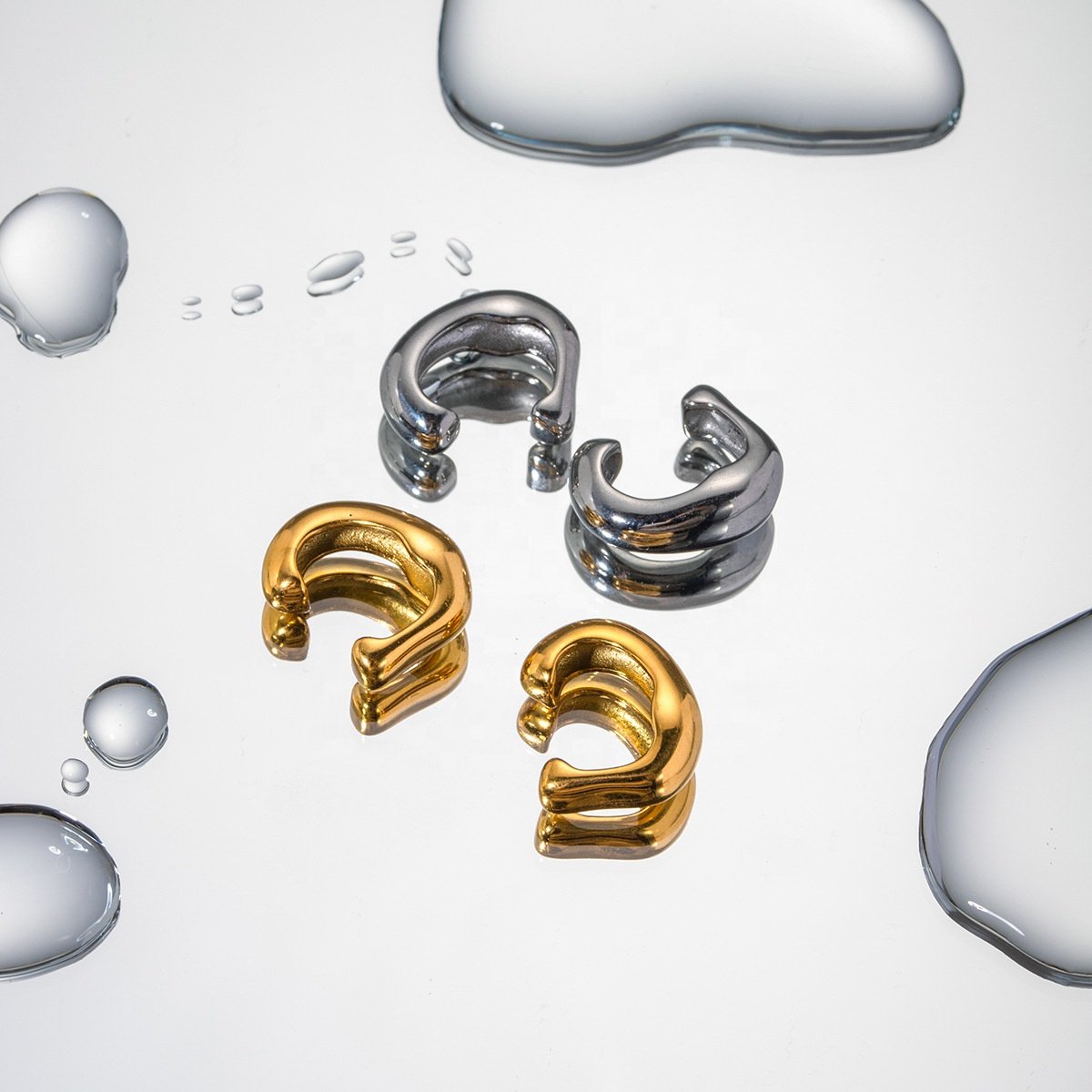 Aretas 2024 Fine Jewelry Earrings Wholesale Women Irregular Ear Clips Stainless Steel Hypoallergenic Non Piercing Cuff Earrings