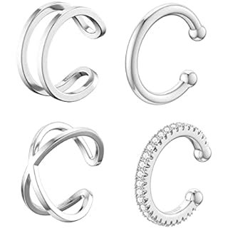 925 Sterling Silver Ear Cuff Earrings for Women non Piercing 14K Gold Plated Cubic Zirconia Ear Cuffs Earrings