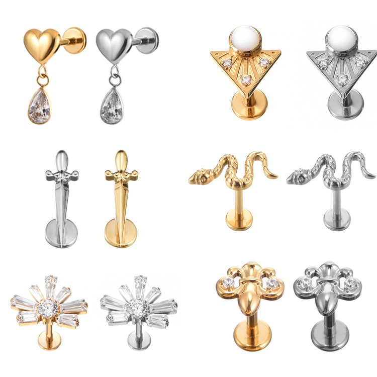 Fuxuan ASTM F136 Titanium Cartilage Earrings Studs Forward Helix Piercing Jewelry Carlidge Earrings