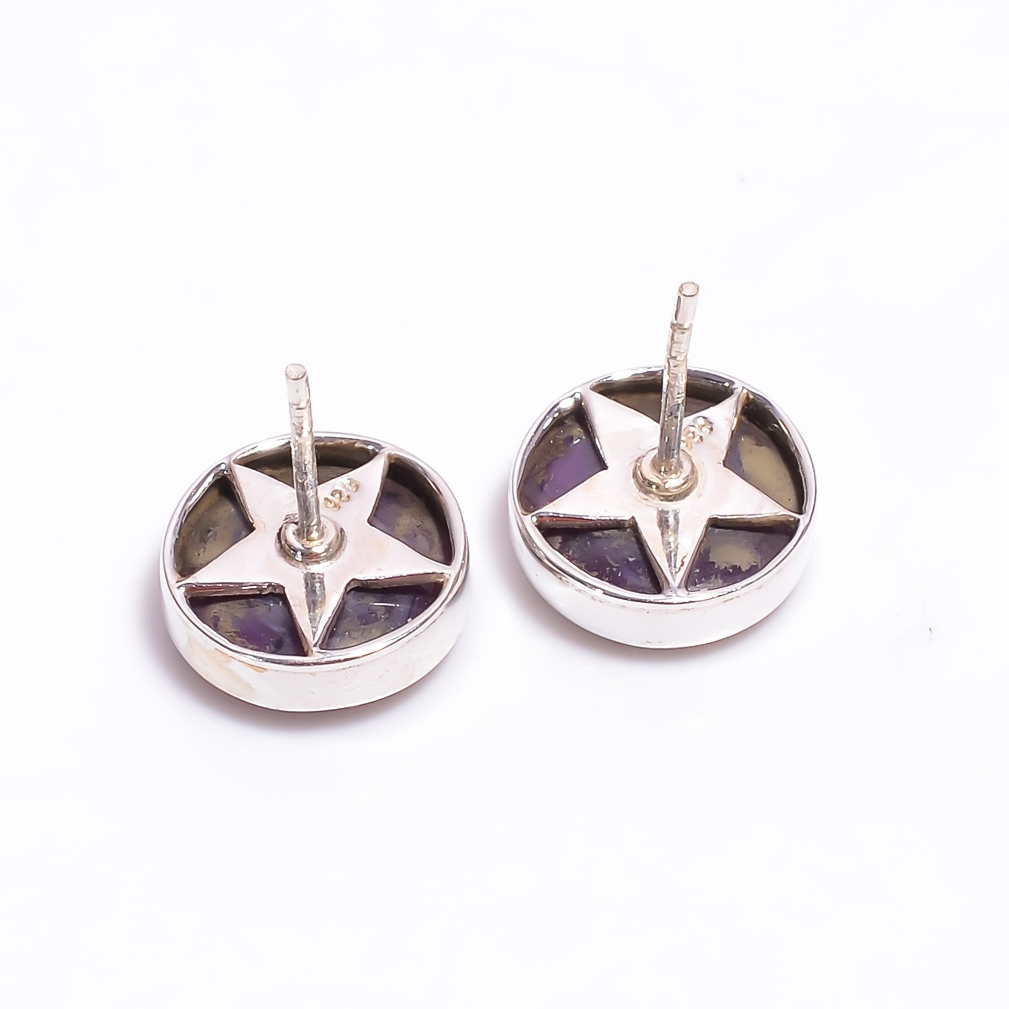 Best Selling 925 Sterling Silver Ethnic Style Handcrafted Corundum Ruby round Stud Earrings for Weddings and Parties