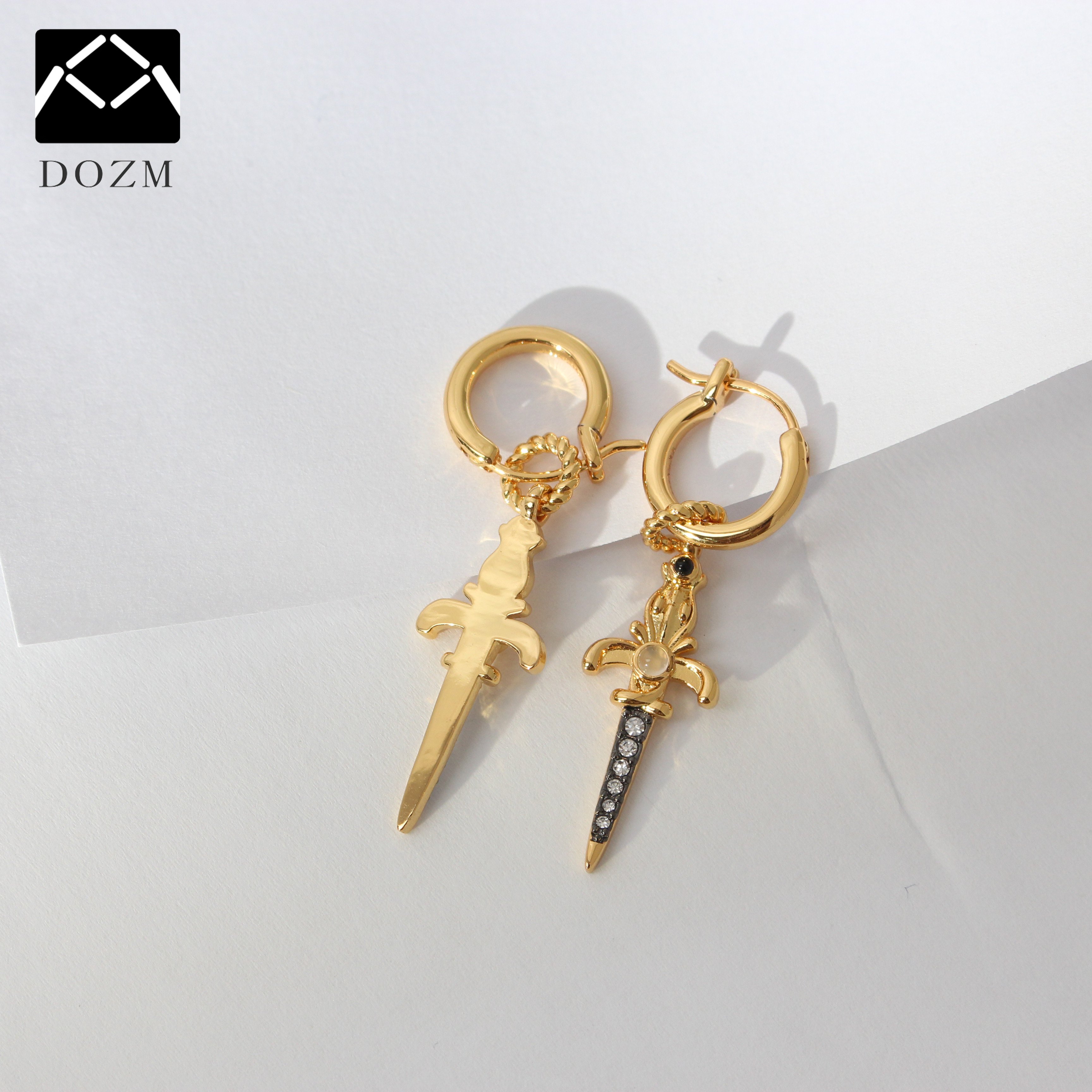 European American Jewelry Men's or Women's Sword Ear Cuff Earrings New Versatile Simple Asymmetrical Gold Weddings