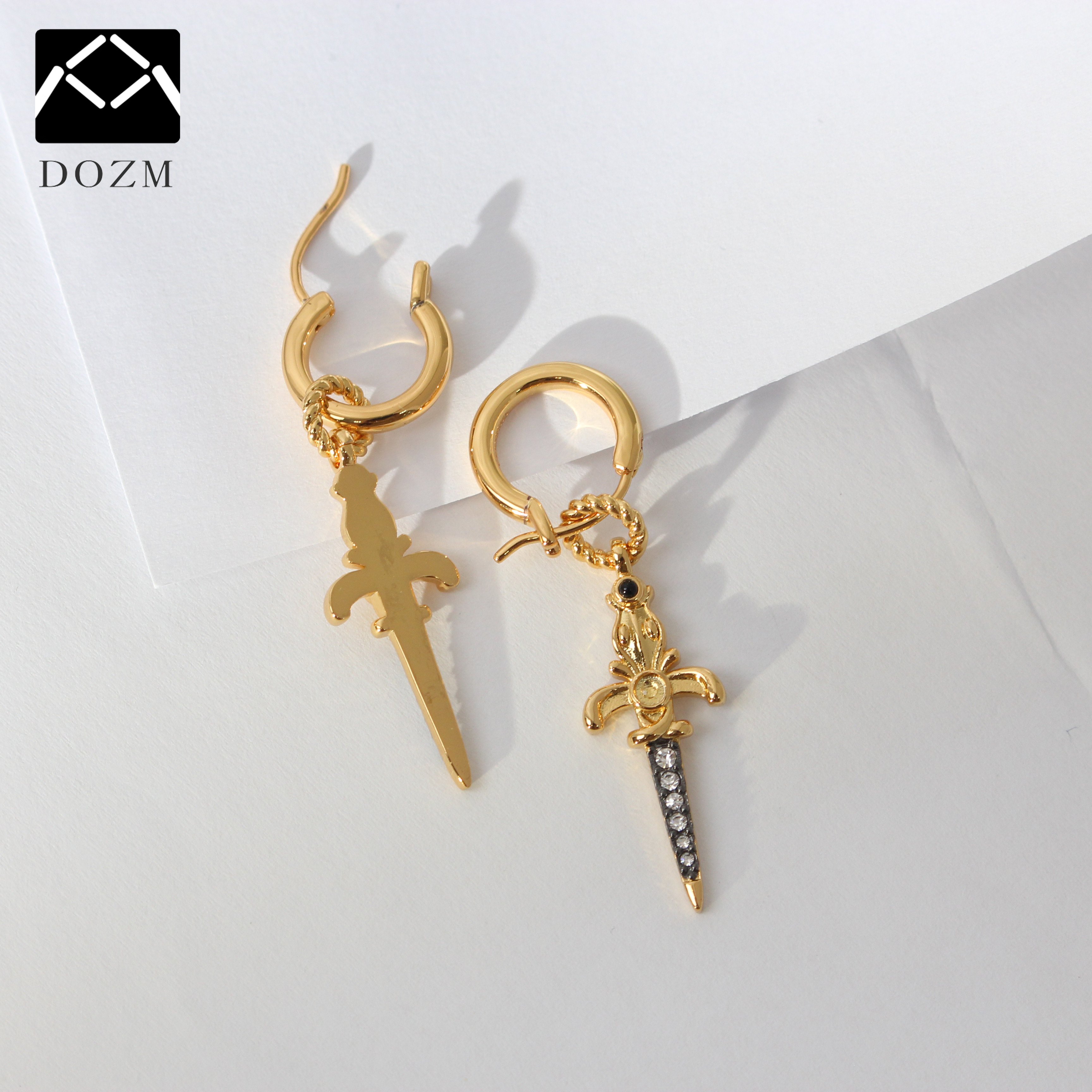 European American Jewelry Men's or Women's Sword Ear Cuff Earrings New Versatile Simple Asymmetrical Gold Weddings