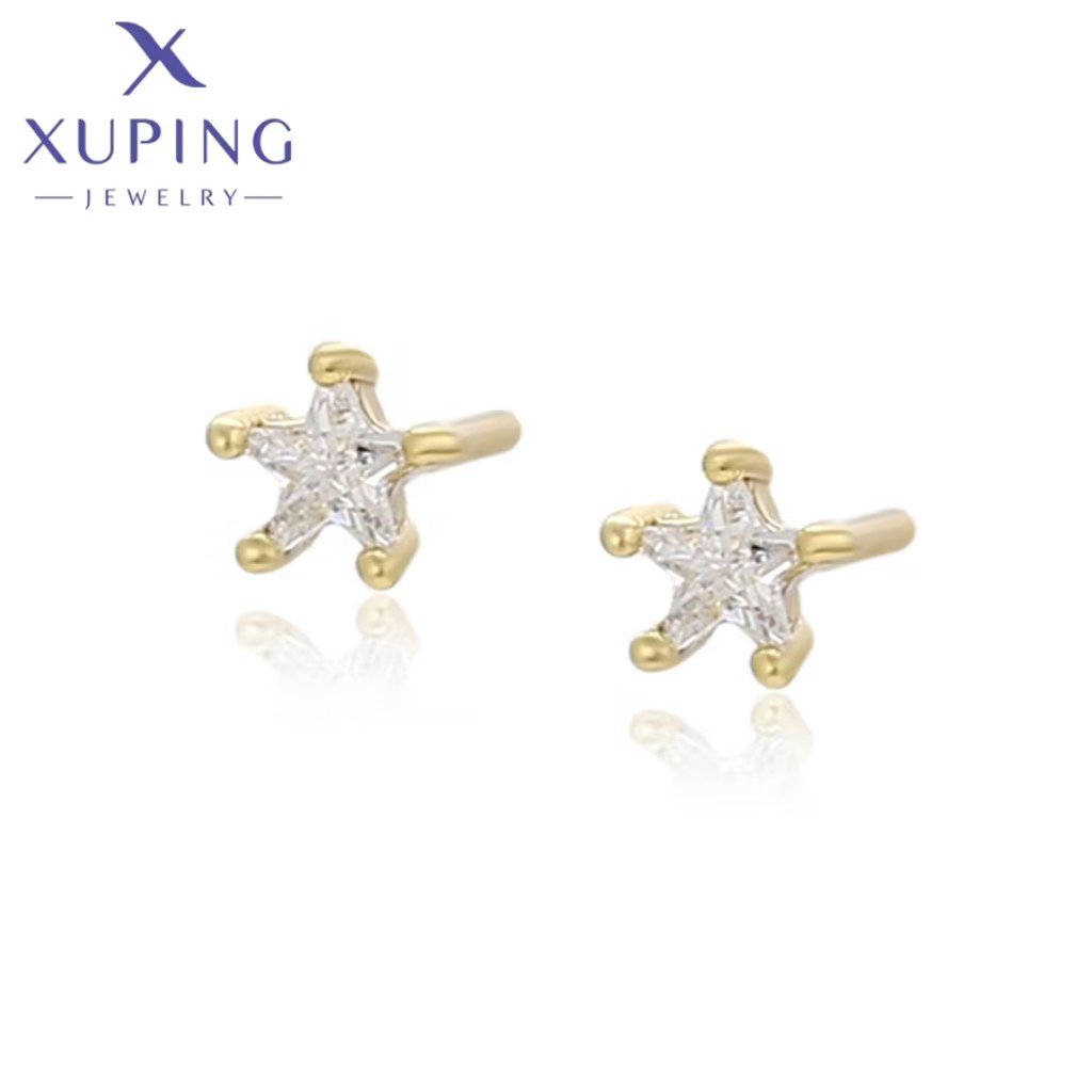 S00080874 XUPING Jewelry Fashion Elegant Fine 14K Gold Color Simple Environmental Copper Wholesale Earrings Stud For Women