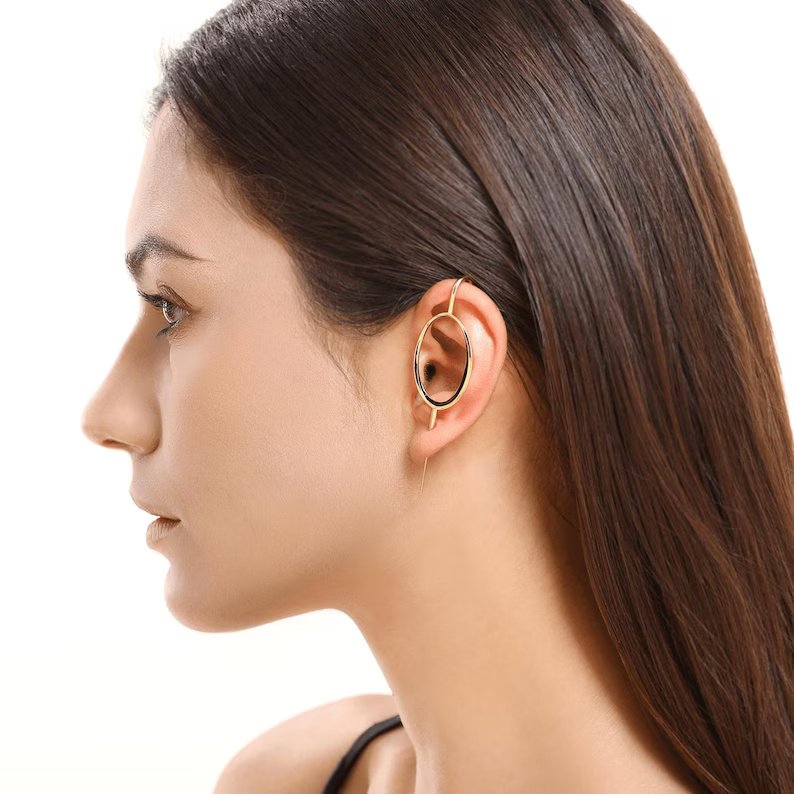 Ear cuff Ear Pink Cuff Ear Hook Earring Gold Silver Plated