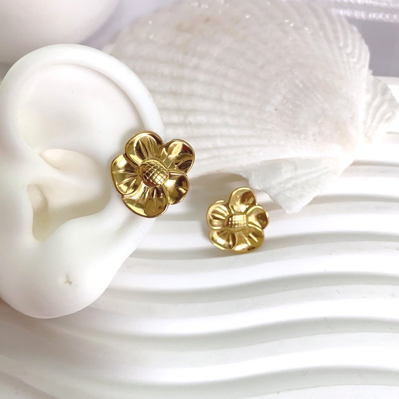 Lovely Elegant Flower Ear Hanging Earrings Cuff Gold Plated Bass Sunflower Unique Design Cuff Earrings