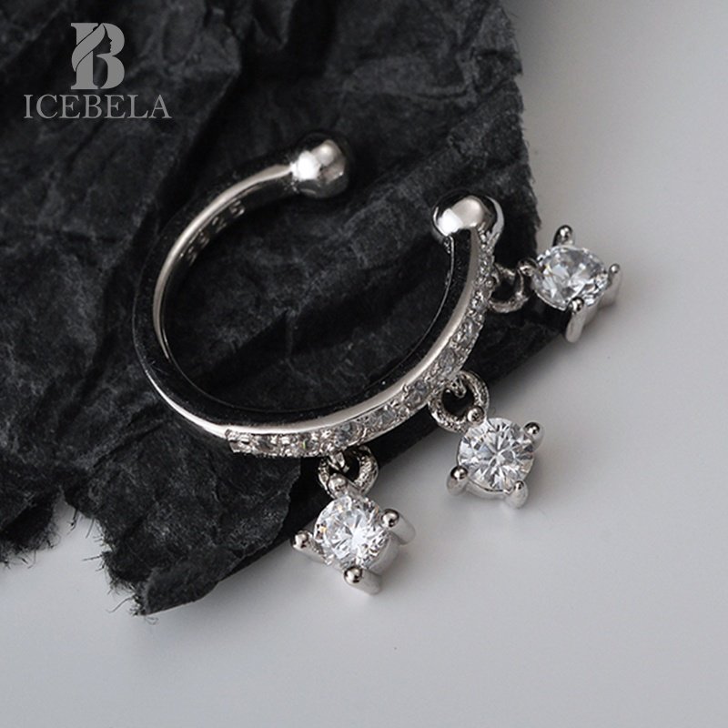 Wholesale 925 Sterling Silver Luxury Fashion Vintage Fine Jewelry Ear Cuff Geometric Inlaid Zircon Earrings For Women Girls