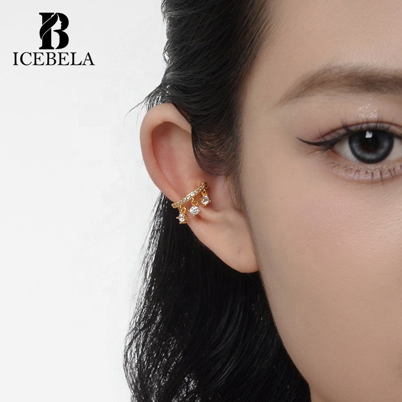 Wholesale 925 Sterling Silver Luxury Fashion Vintage Fine Jewelry Ear Cuff Geometric Inlaid Zircon Earrings For Women Girls