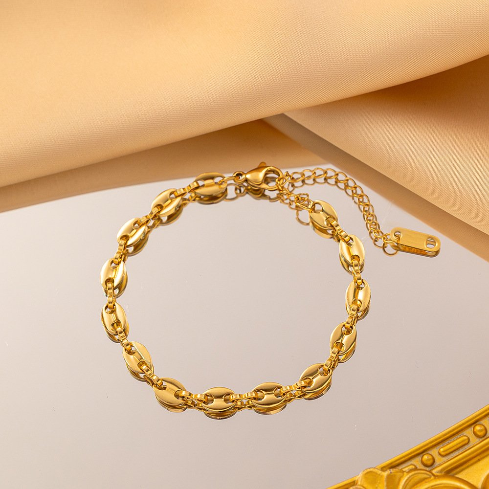 stainless steel plated 18K Gold O-Shaped Horseshoe Buckle Necklace bracelet earrings Jewelry Sets For Women