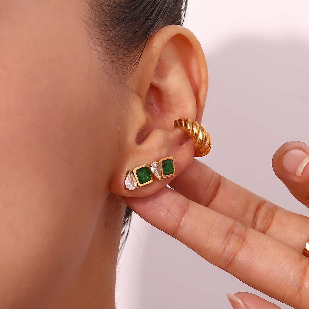 Minimalist Hollow Hammered Clip On Earrings Waterproof Gold Plated Ear Cuff Earrings