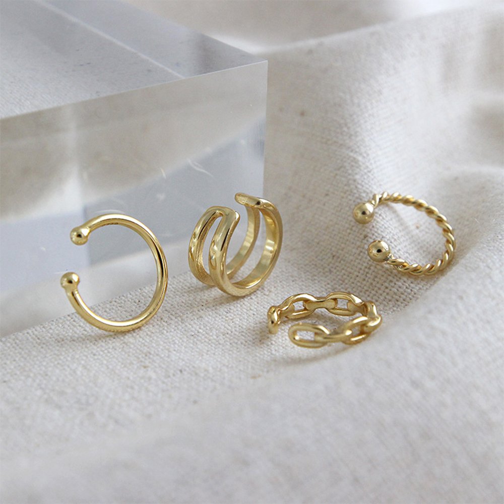 Chris April fine jewelry 925 sterling silver gold plated adjustable simple ear cuff earring